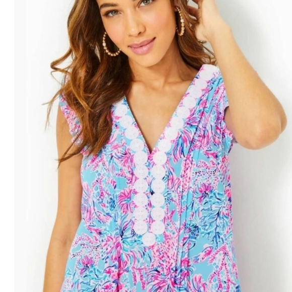 Lilly Pulitzer Joan Tunic Dress Celestial Blue Seek And Sea NWT Size Small - Picture 3 of 15
